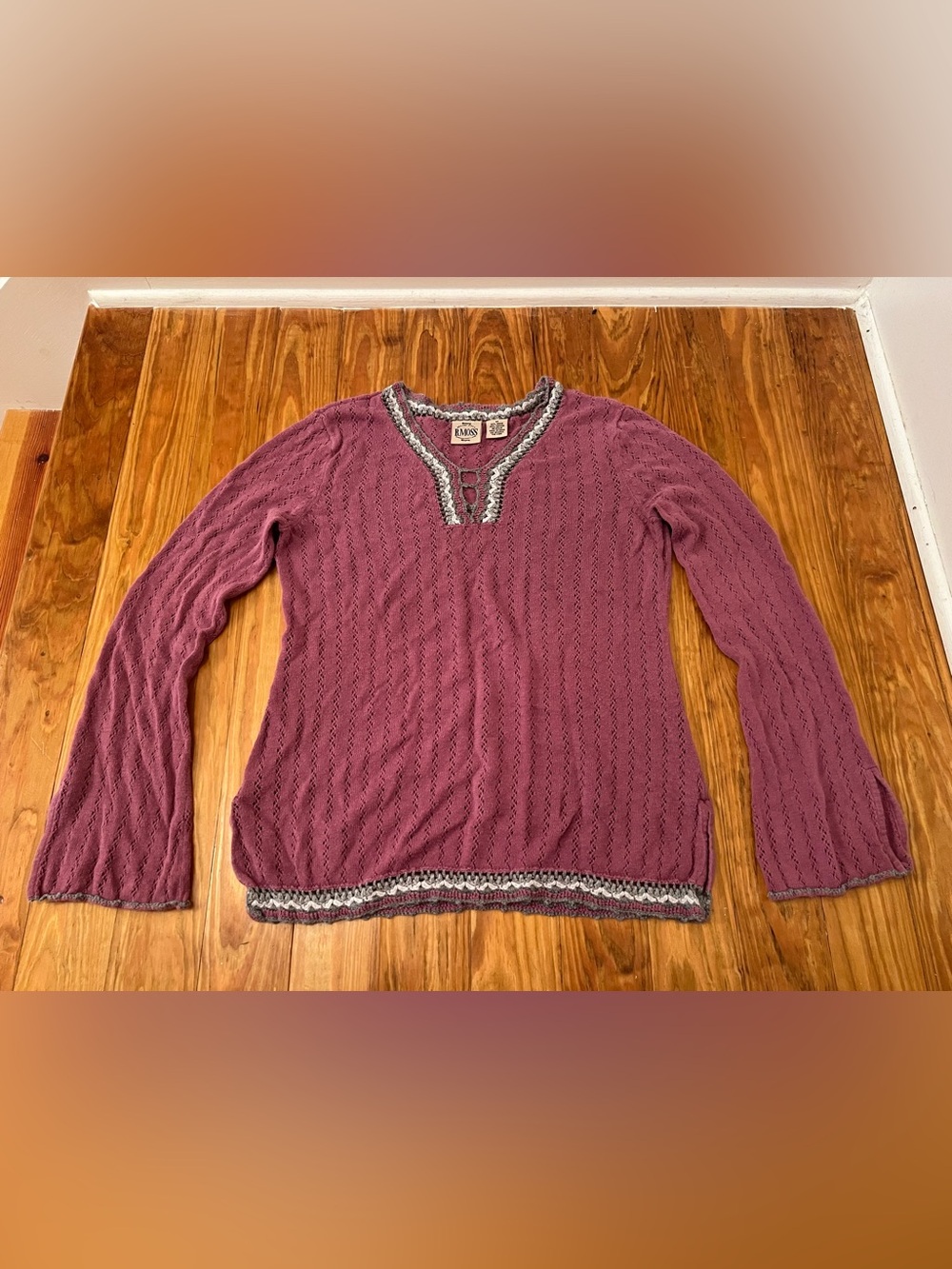 Women’s B. Moss Crochet Sweater Flare Sleeve Pink Size M